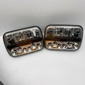 LED Headlight Assemblies Pair 4508 Chrome Reflector 12V 24V DOT SAE Tested